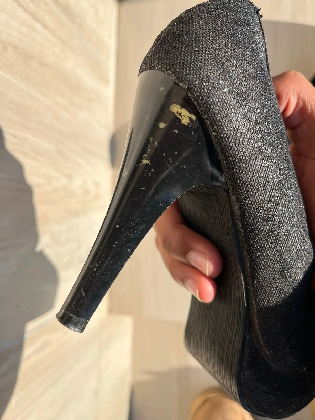 Ackermans Black Textured Platform Heels Size 4