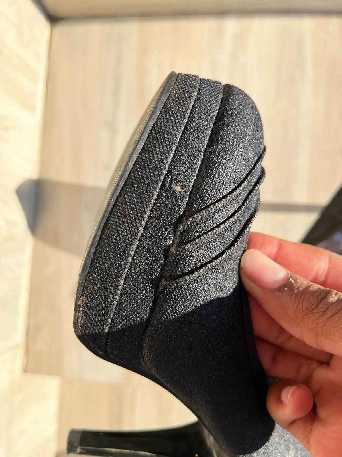 Ackermans Black Textured Platform Heels Size 4
