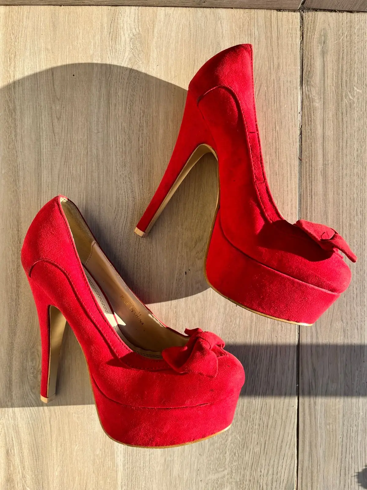 Mr Price Red Suede Platform Bow High Heels