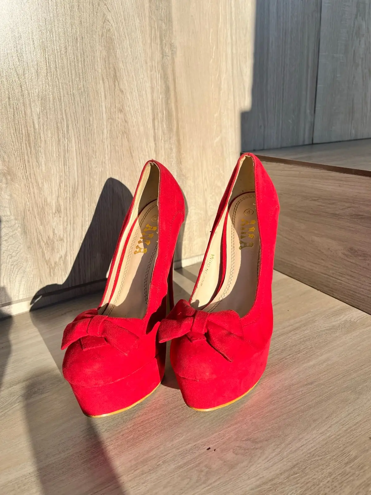 Mr Price Red Suede Platform Bow High Heels