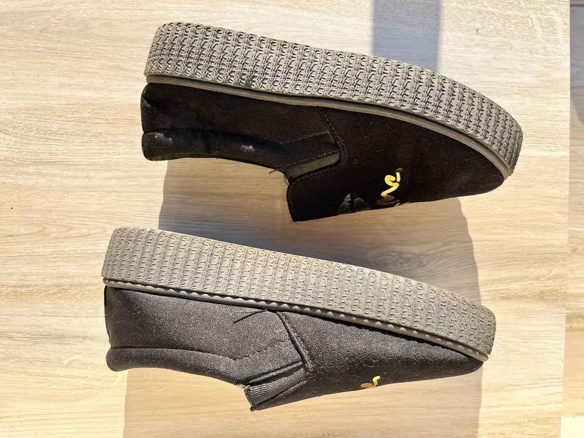 Cotton On Black Slip-On Flatform Canvas Shoes UK 3