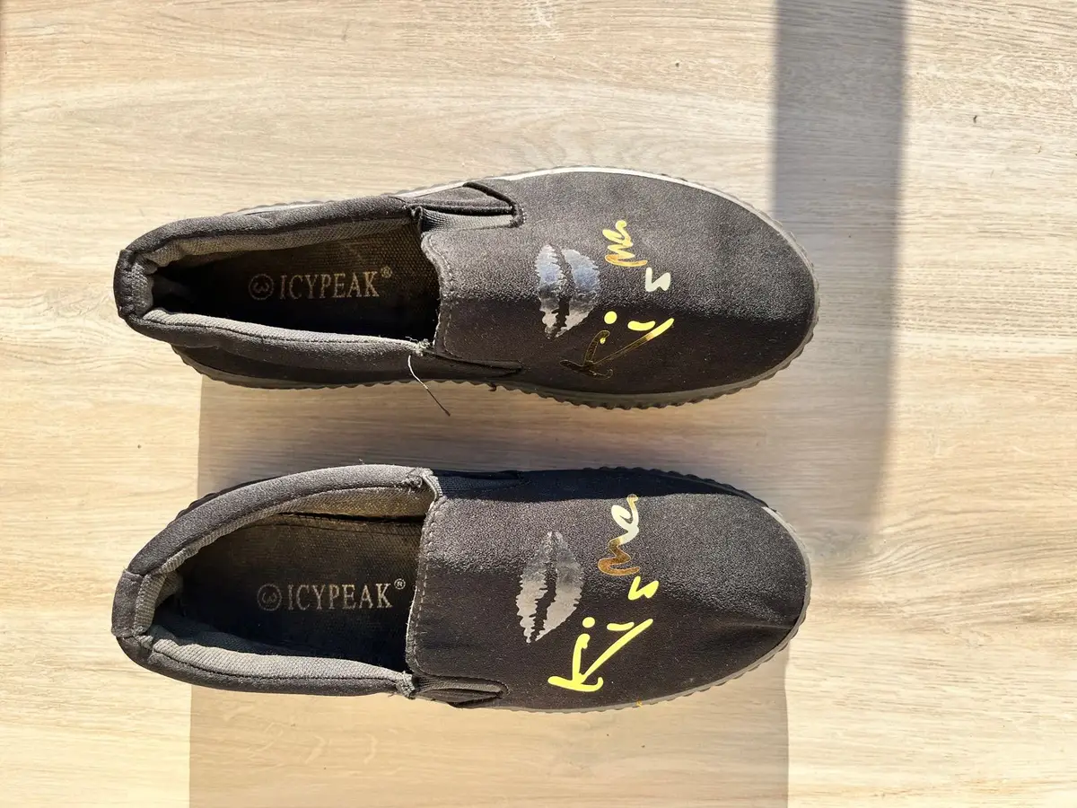 Cotton On Black Slip-On Flatform Canvas Shoes UK 3