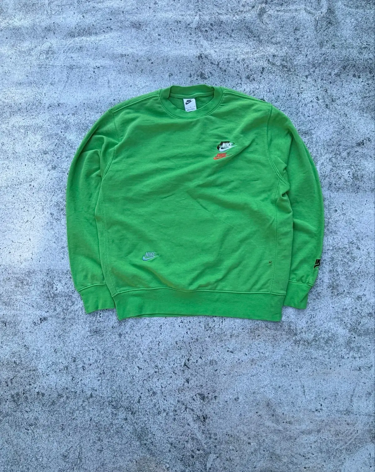 Adidas Nike Multi-Logo Embroidered Green Sweatshirt