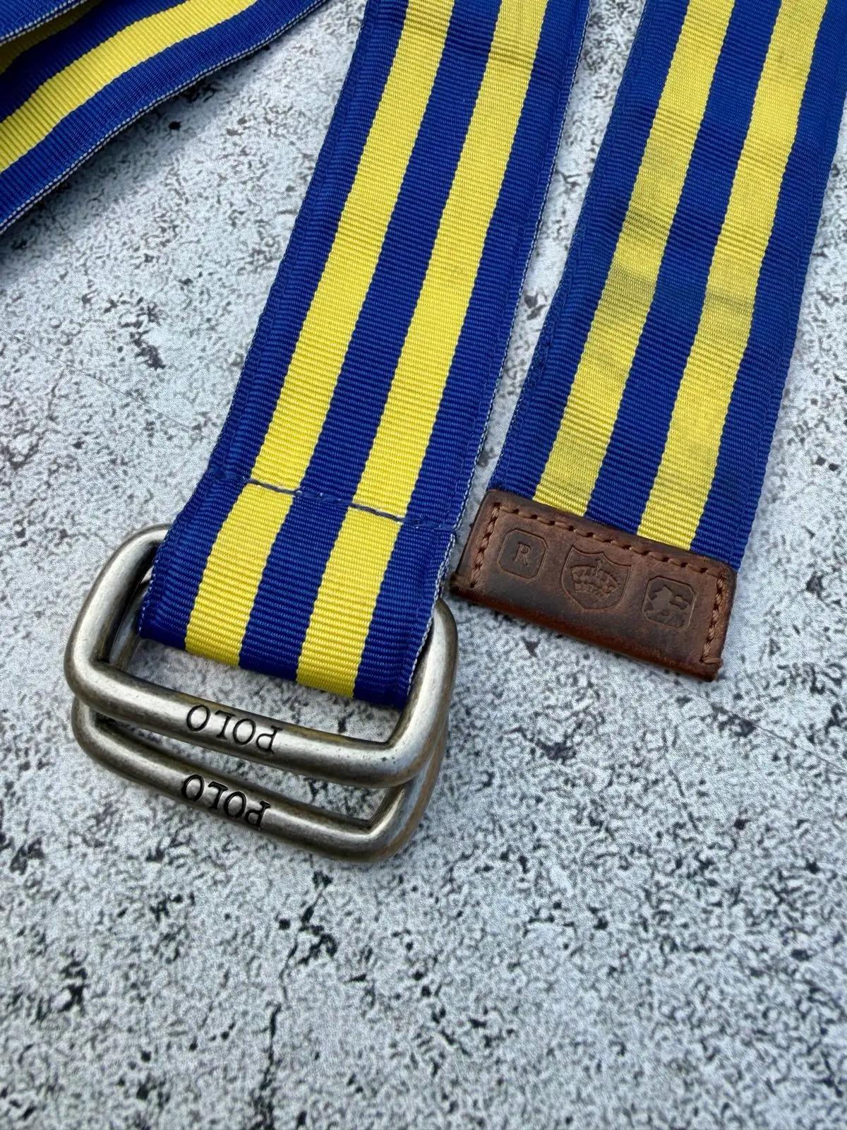 Ralph Lauren Polo Ralph Lauren Blue & Yellow Striped Webbing Belt