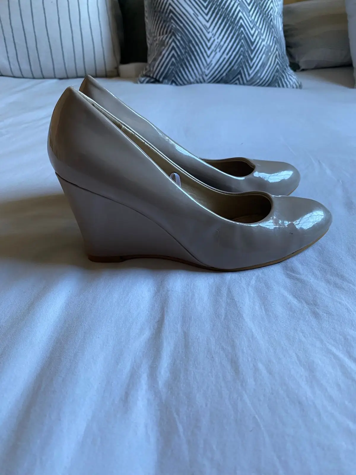 Kelso Beige Patent Slip-On Pumps