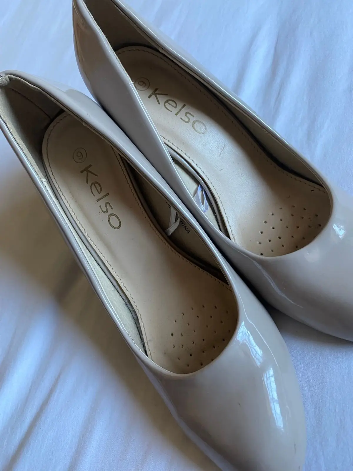 Kelso Beige Patent Slip-On Pumps
