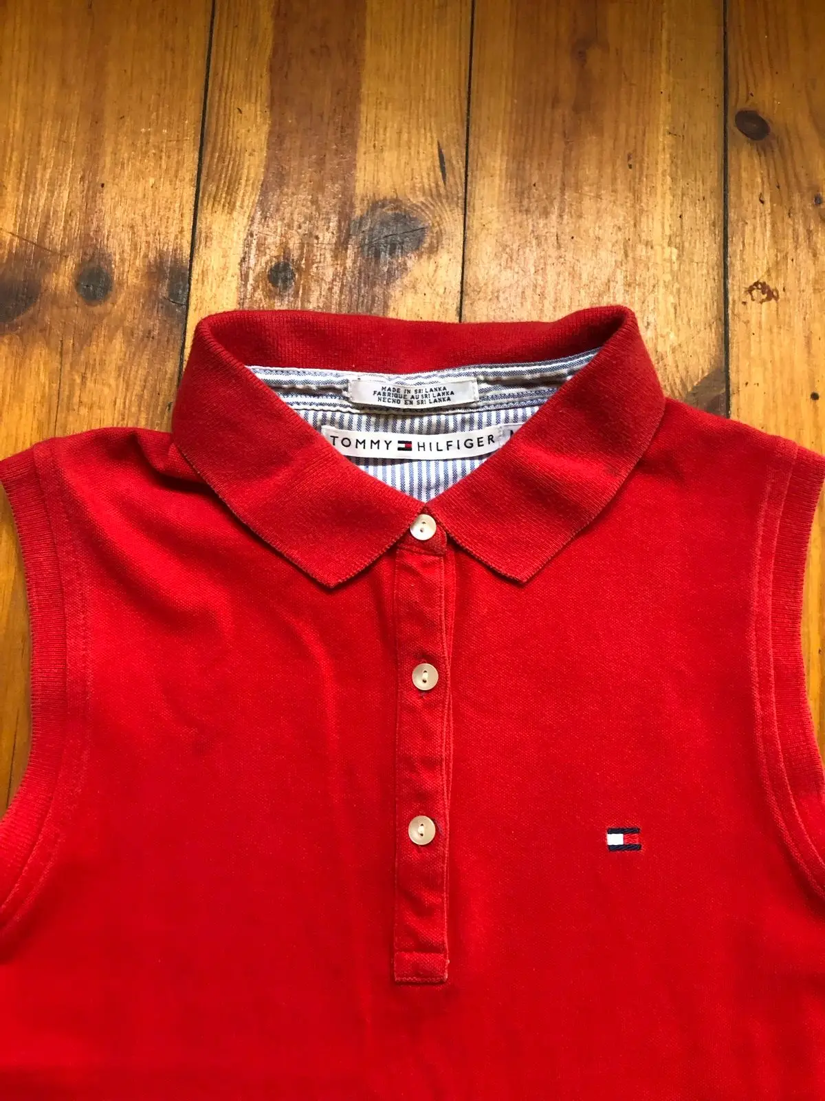 Tommy Hilfiger Red Sleeveless Polo Top