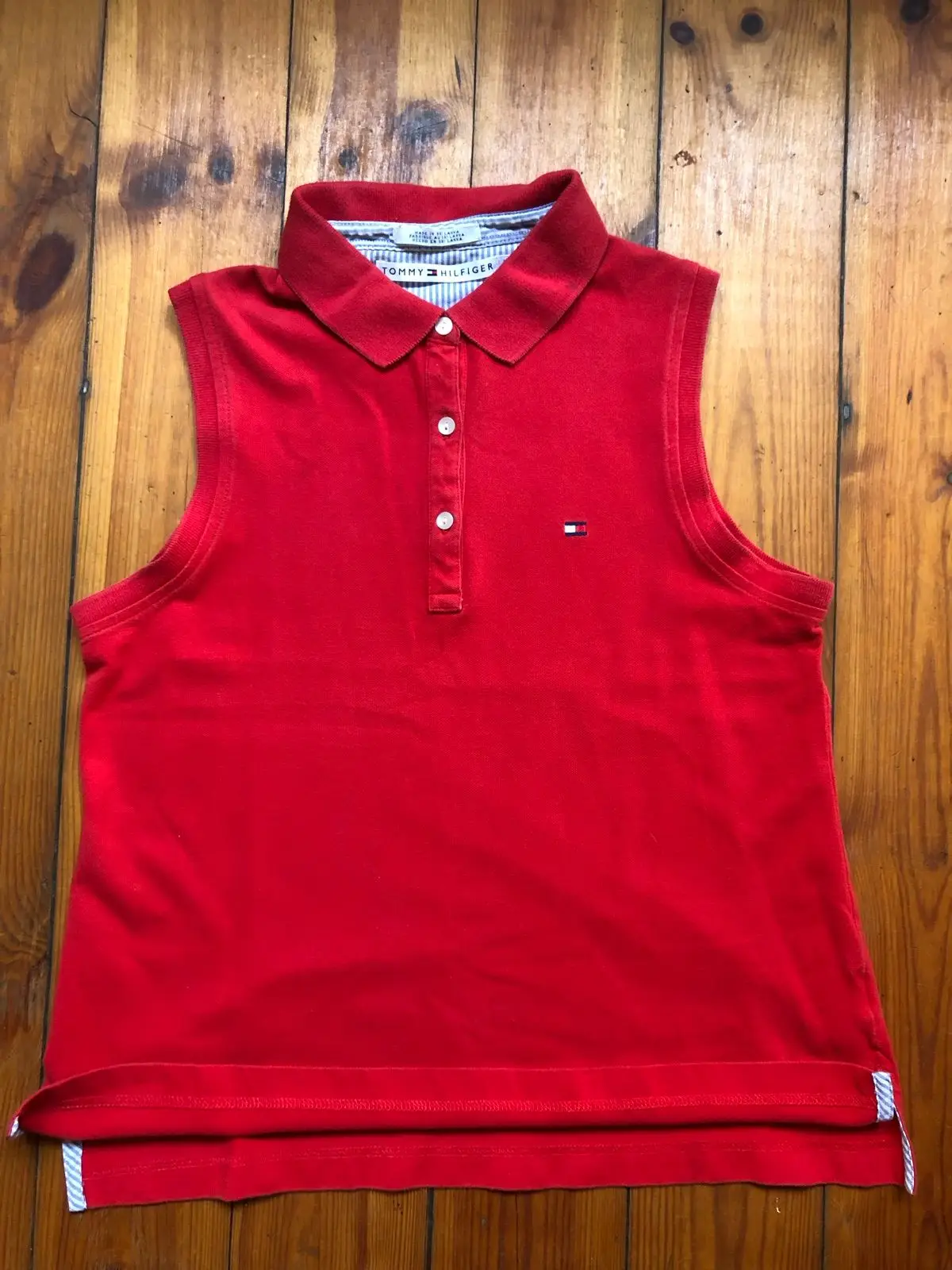 Tommy Hilfiger Red Sleeveless Polo Top