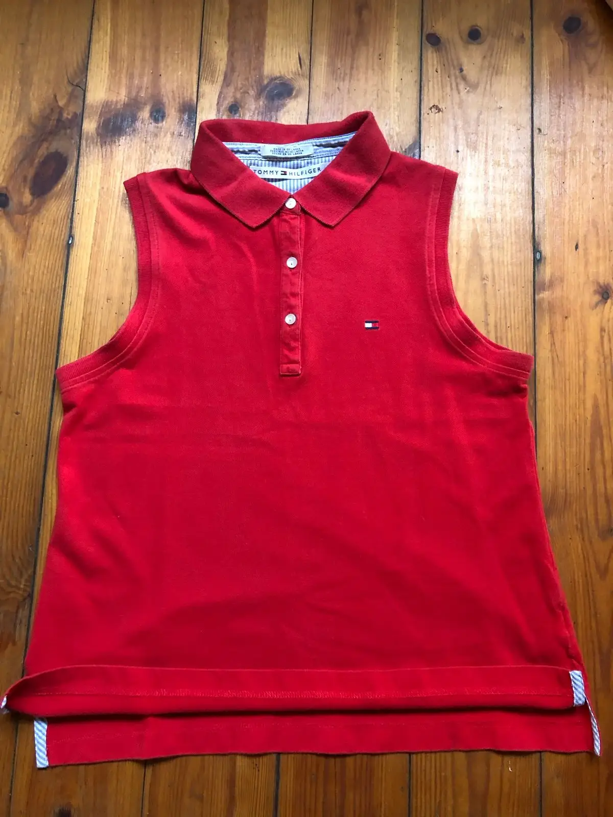 Tommy Hilfiger Red Sleeveless Polo Top