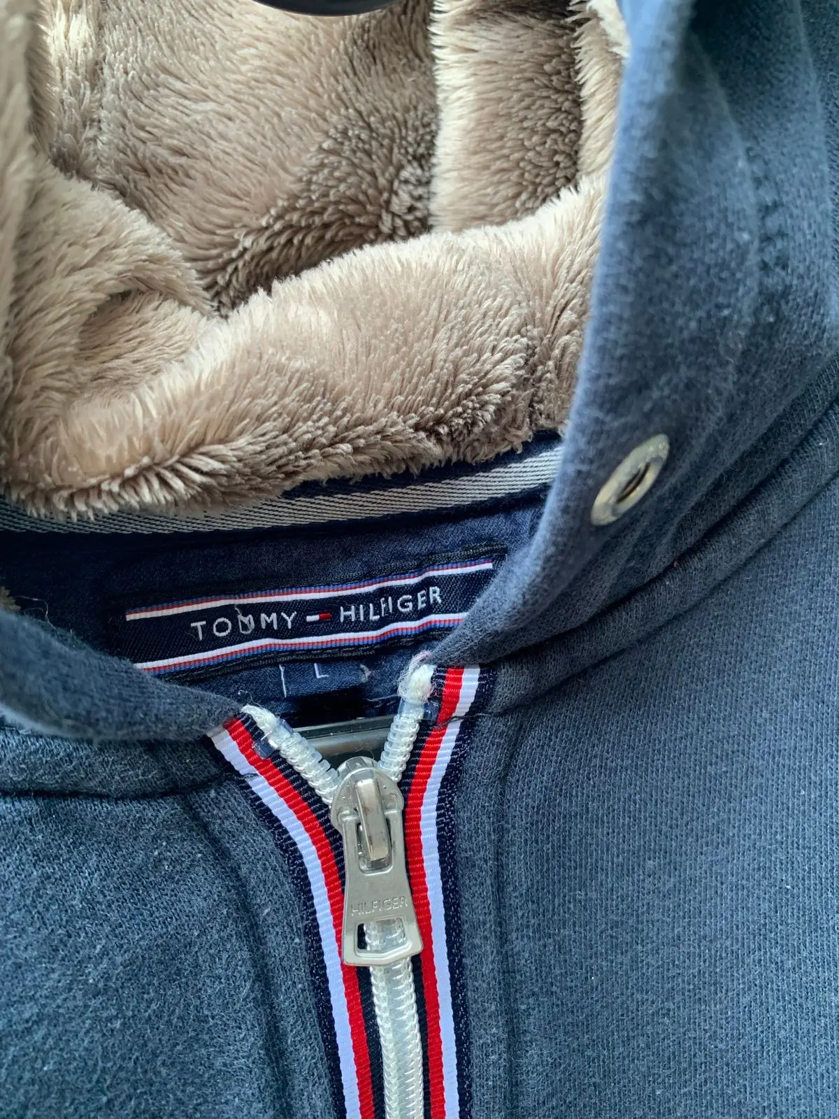 Tommy Hilfiger Navy Sherpa Lined Zip Hoodie