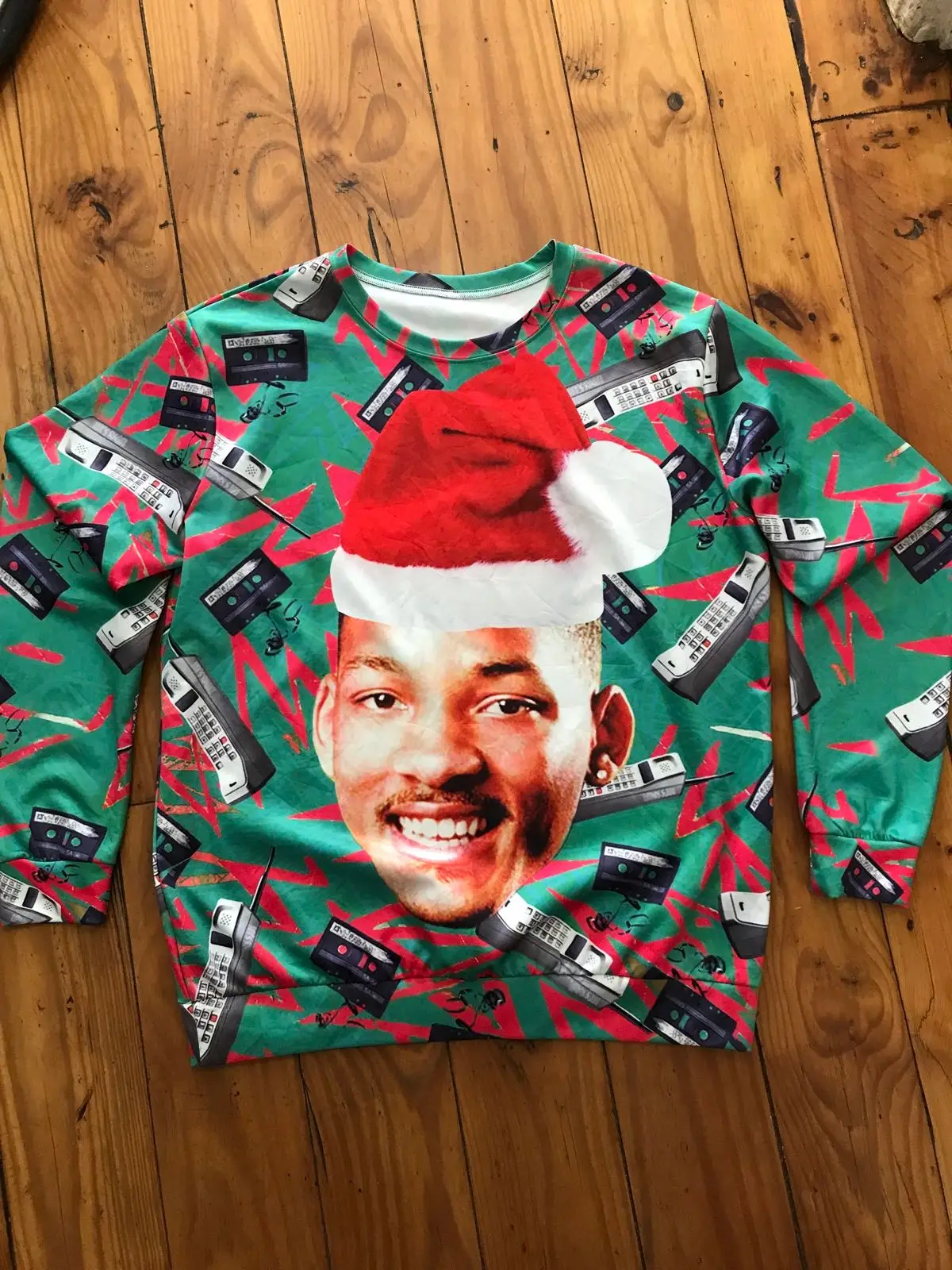 Novelty Christmas Sweatshirt with Retro Graphic Print