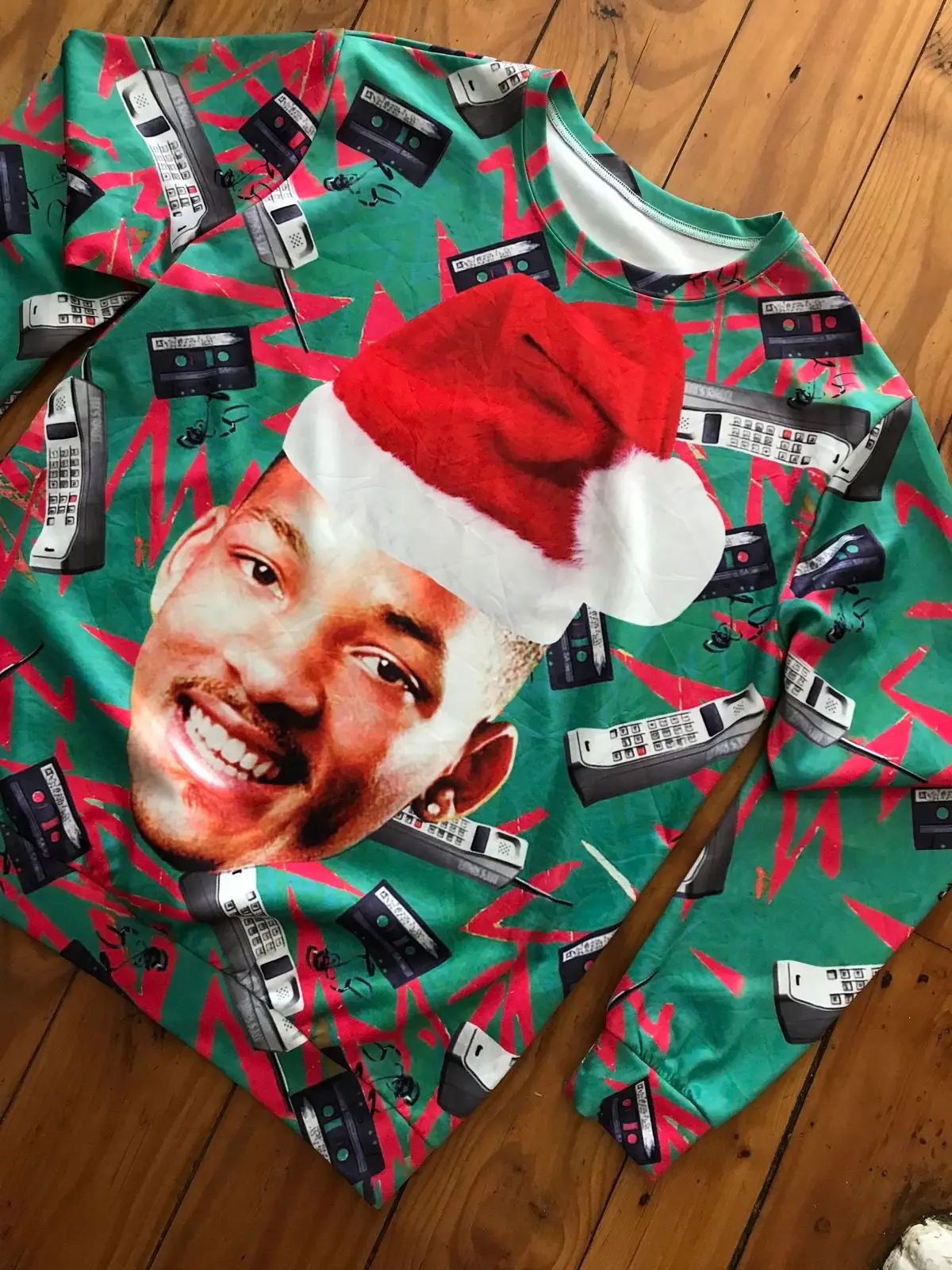 Novelty Christmas Sweatshirt with Retro Graphic Print