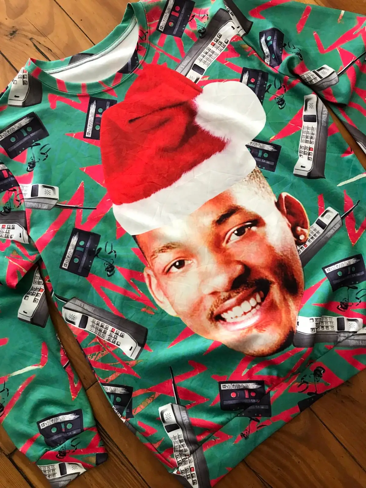 Novelty Christmas Sweatshirt with Retro Graphic Print