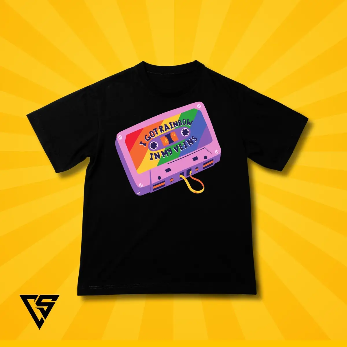 White Graphic T-Shirt Cassette Tape Design