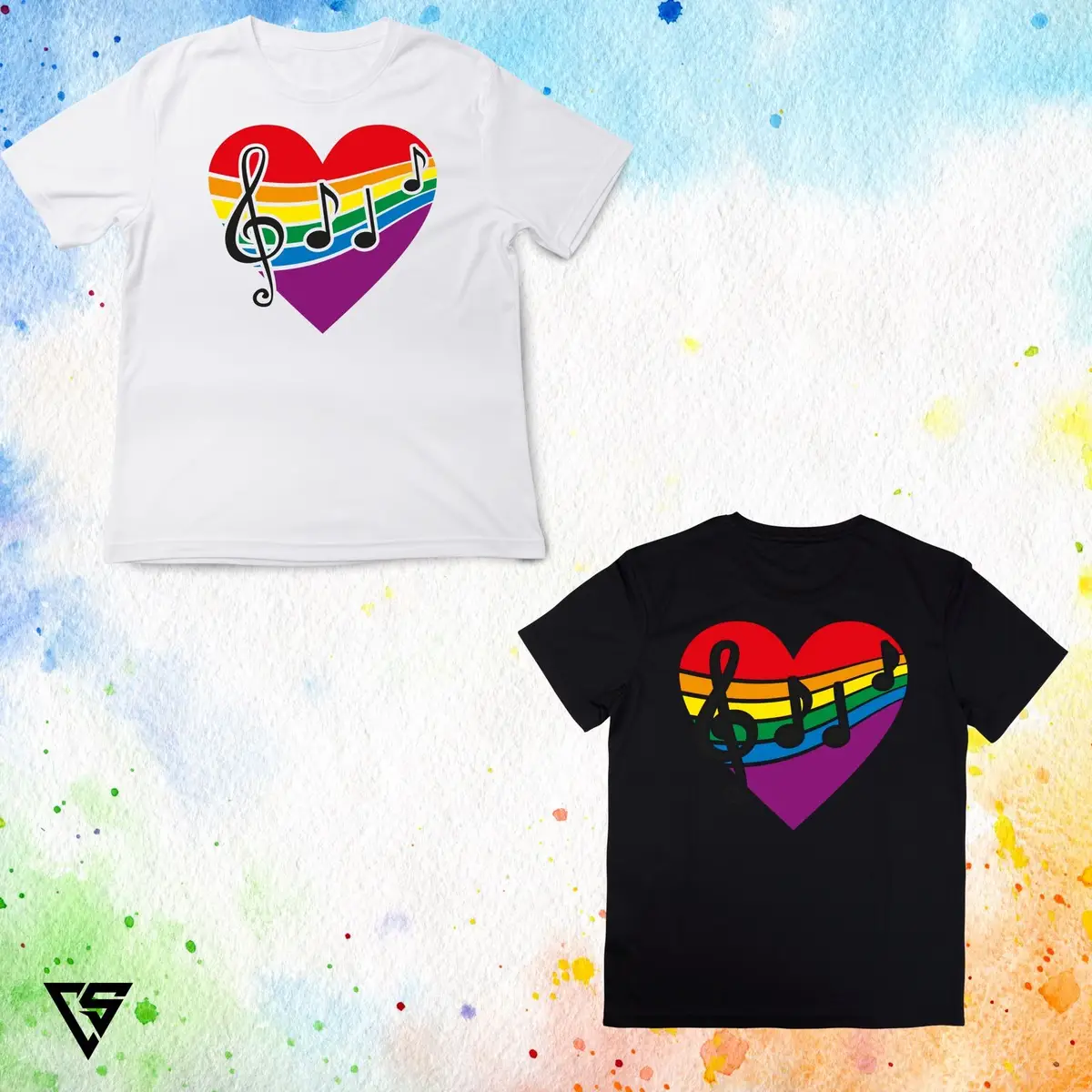 White Music Heart Graphic T-Shirt