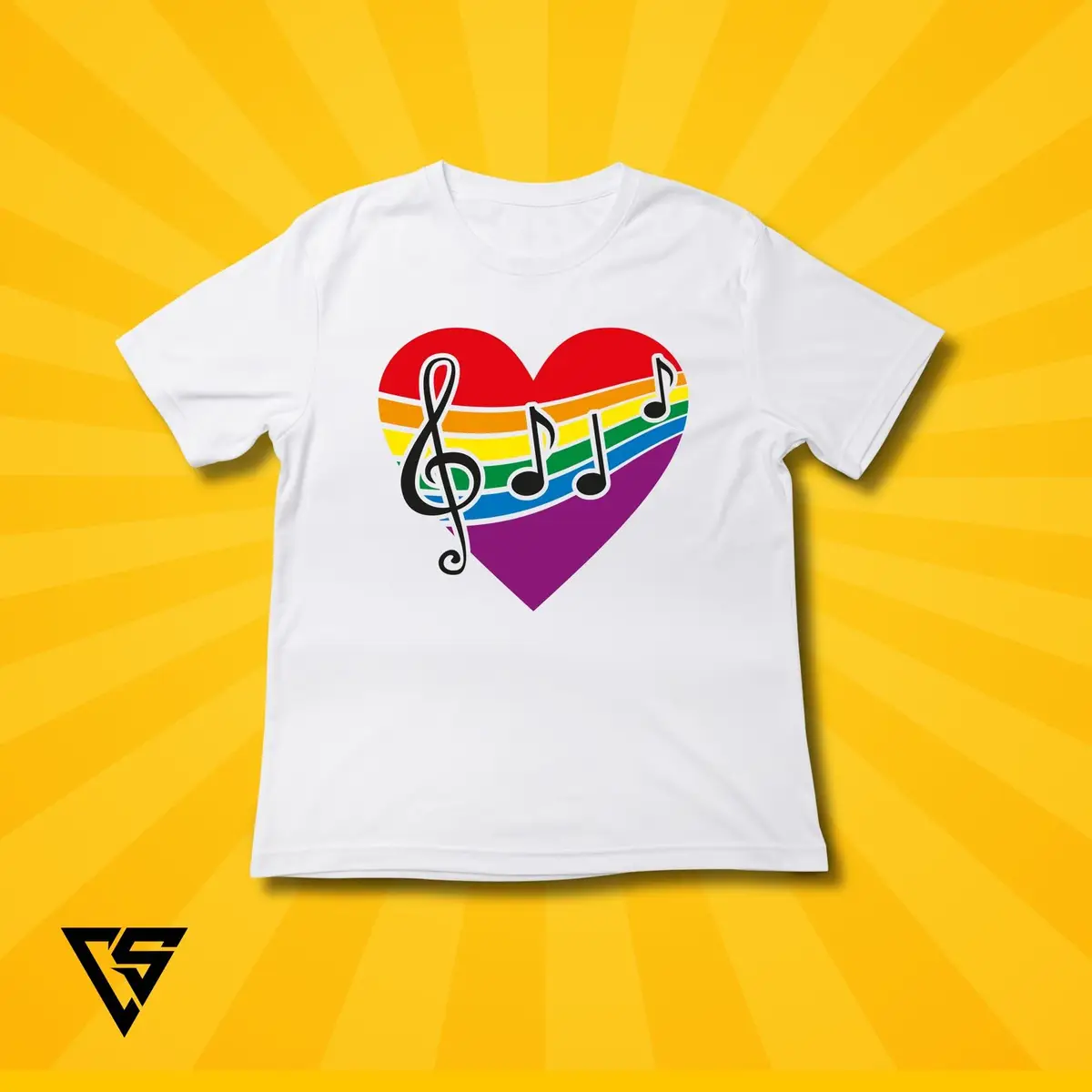 White Music Heart Graphic T-Shirt