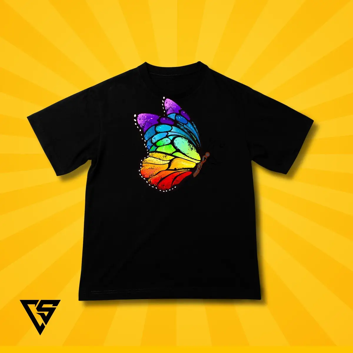 White Rainbow Butterfly Graphic T-Shirt