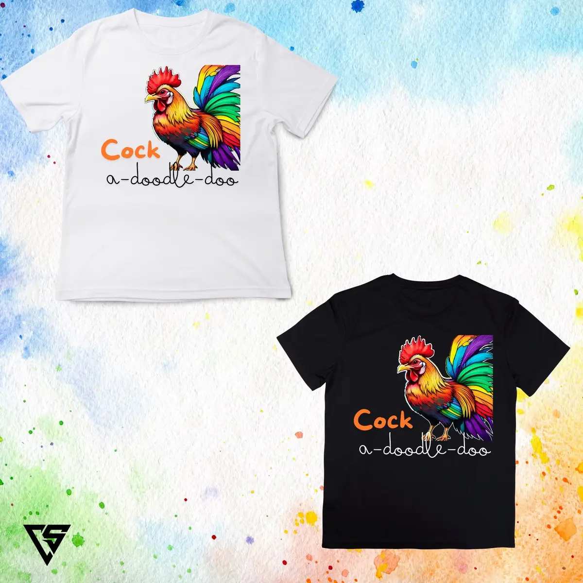 White Graphic T-Shirt Cock a-doodle-doo
