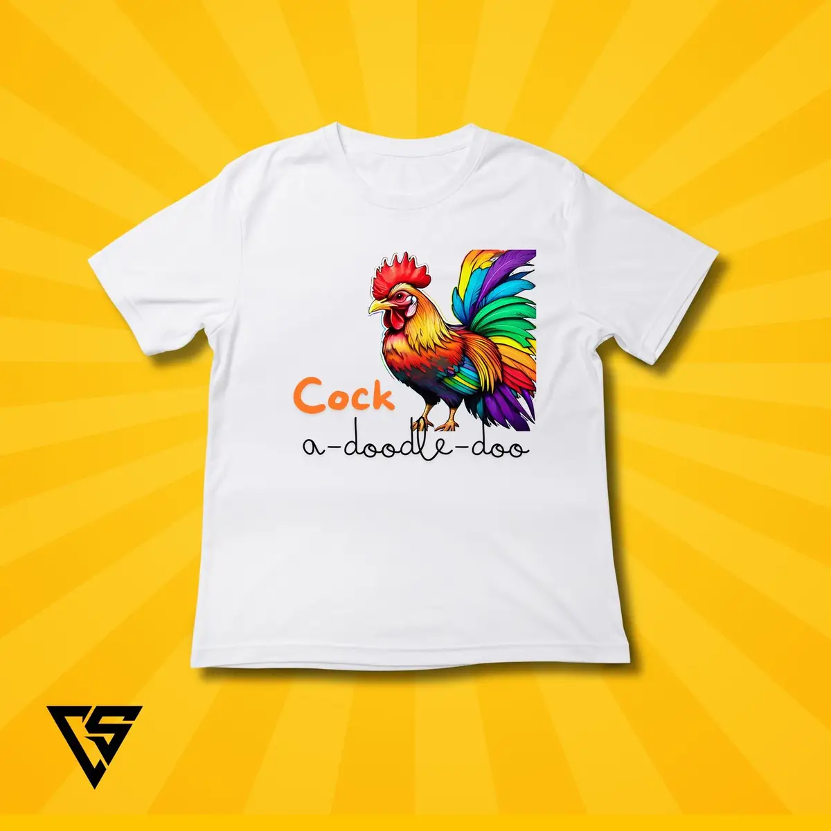White Graphic T-Shirt Cock a-doodle-doo
