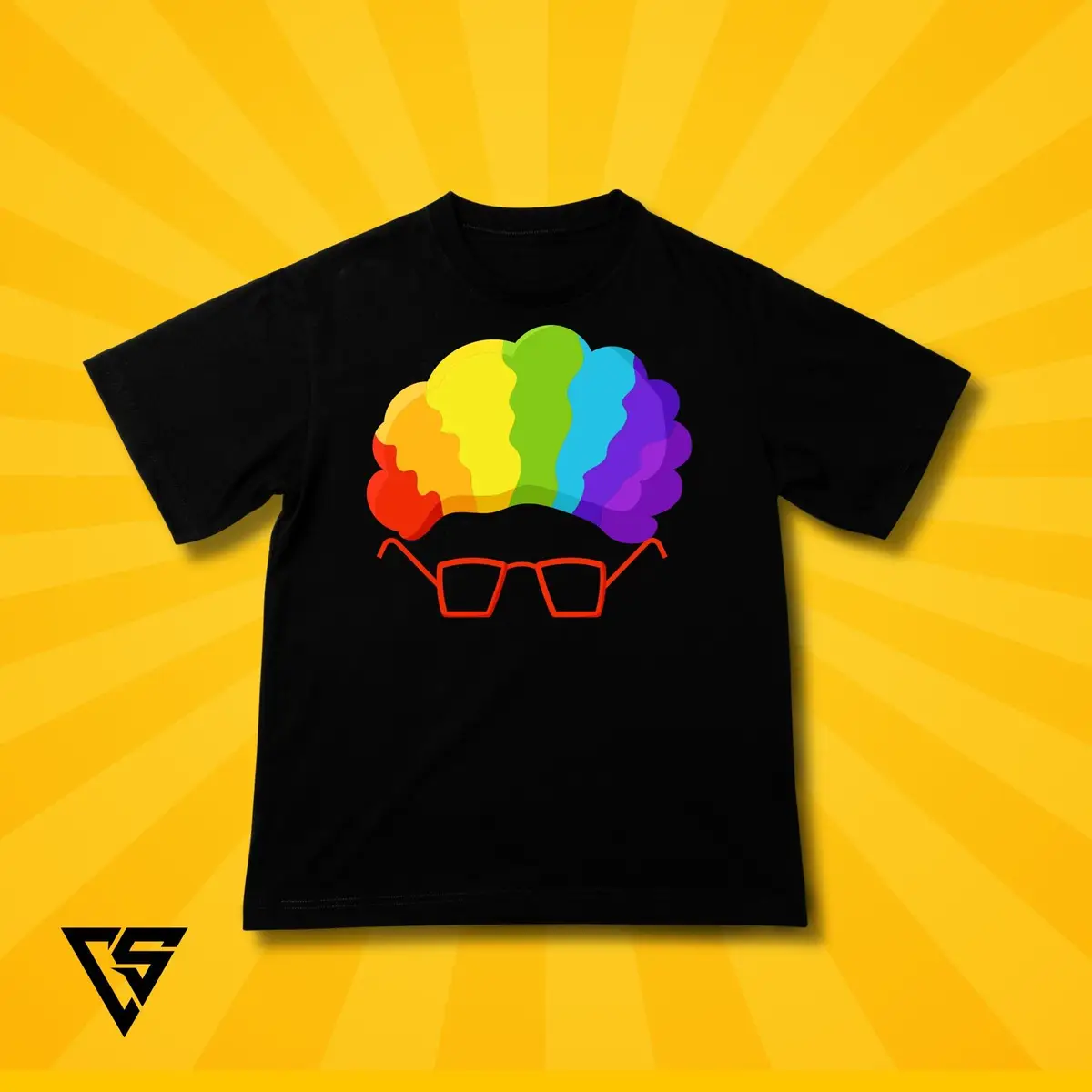 White Graphic T-Shirt Rainbow Afro