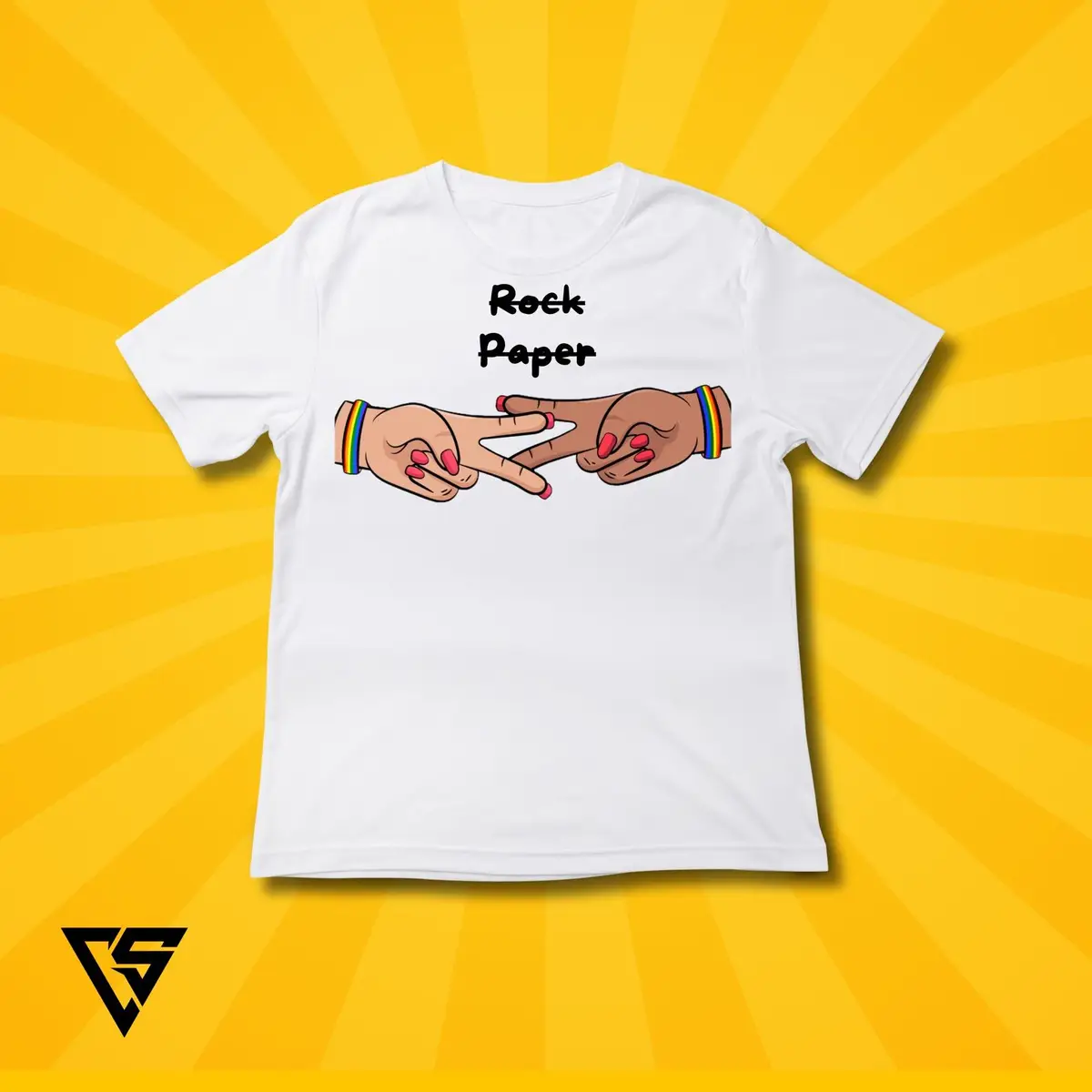 Rock Paper Graphic White T-Shirt