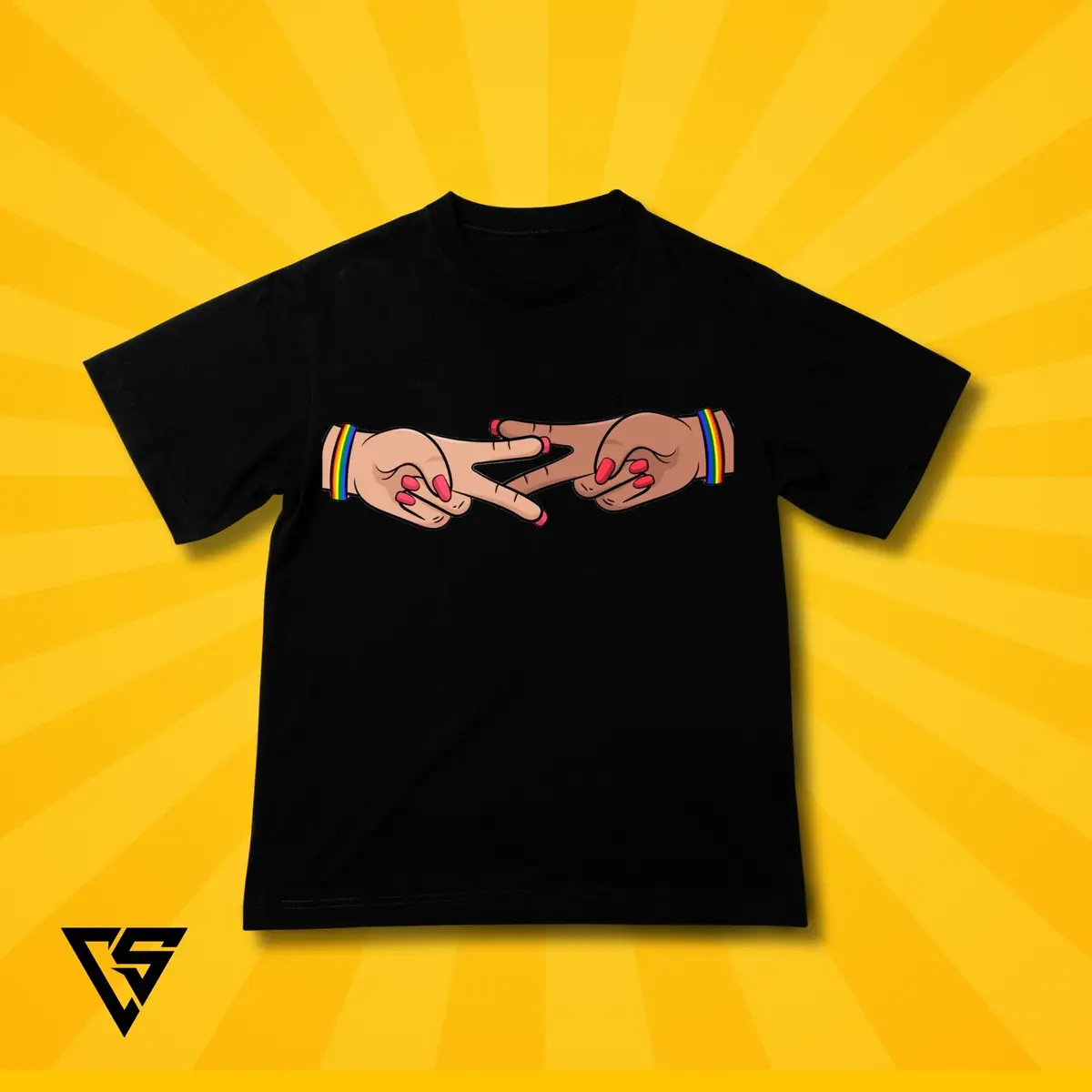 White Graphic T-Shirt with Hands Print