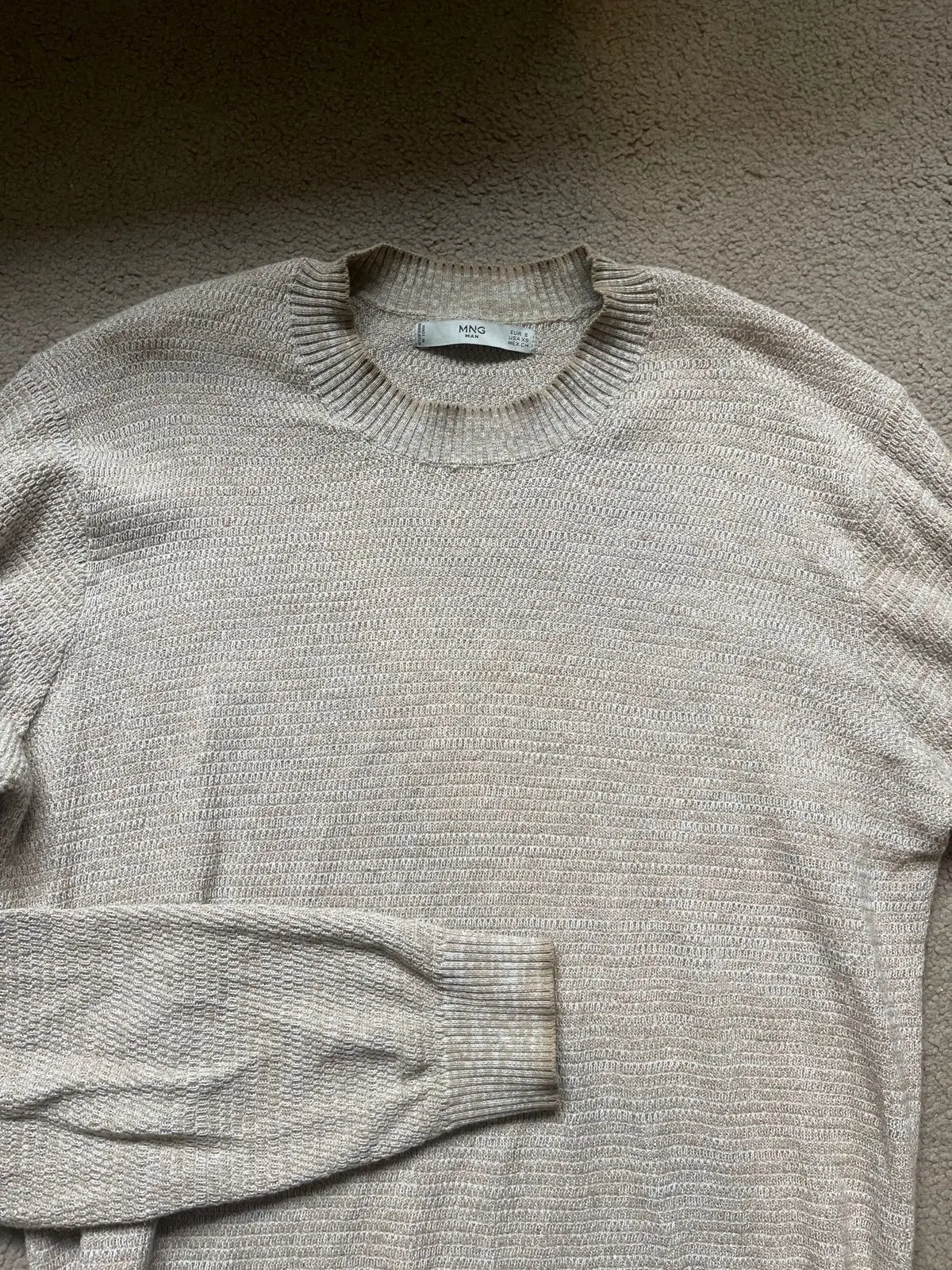 Mango Beige Knitted Crewneck Sweater