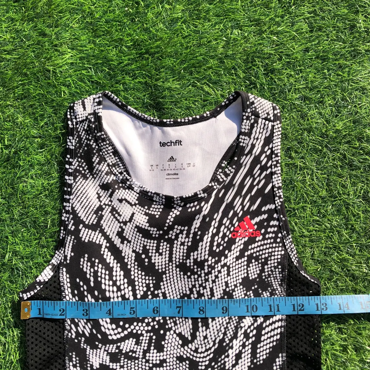 Adidas Techfit Black and White Patterned Athletic Tank Top
