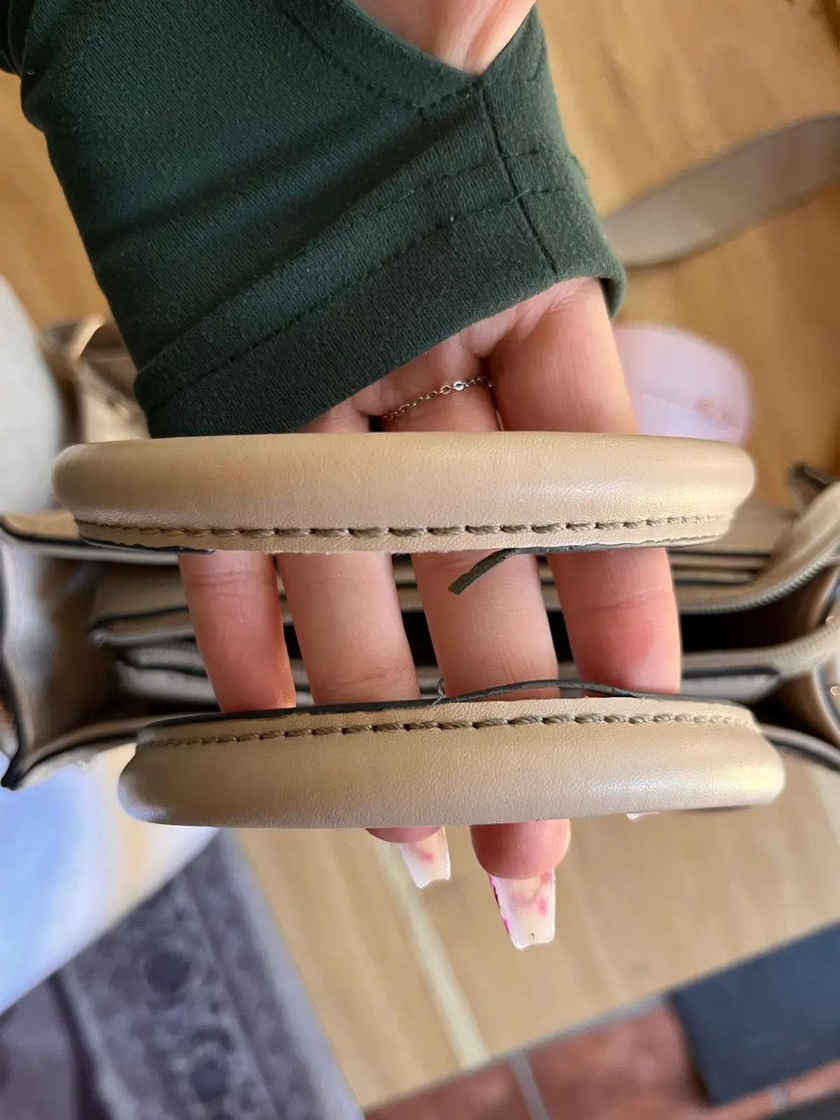 Guess Beige Handbag with Webbing Strap and Pouch
