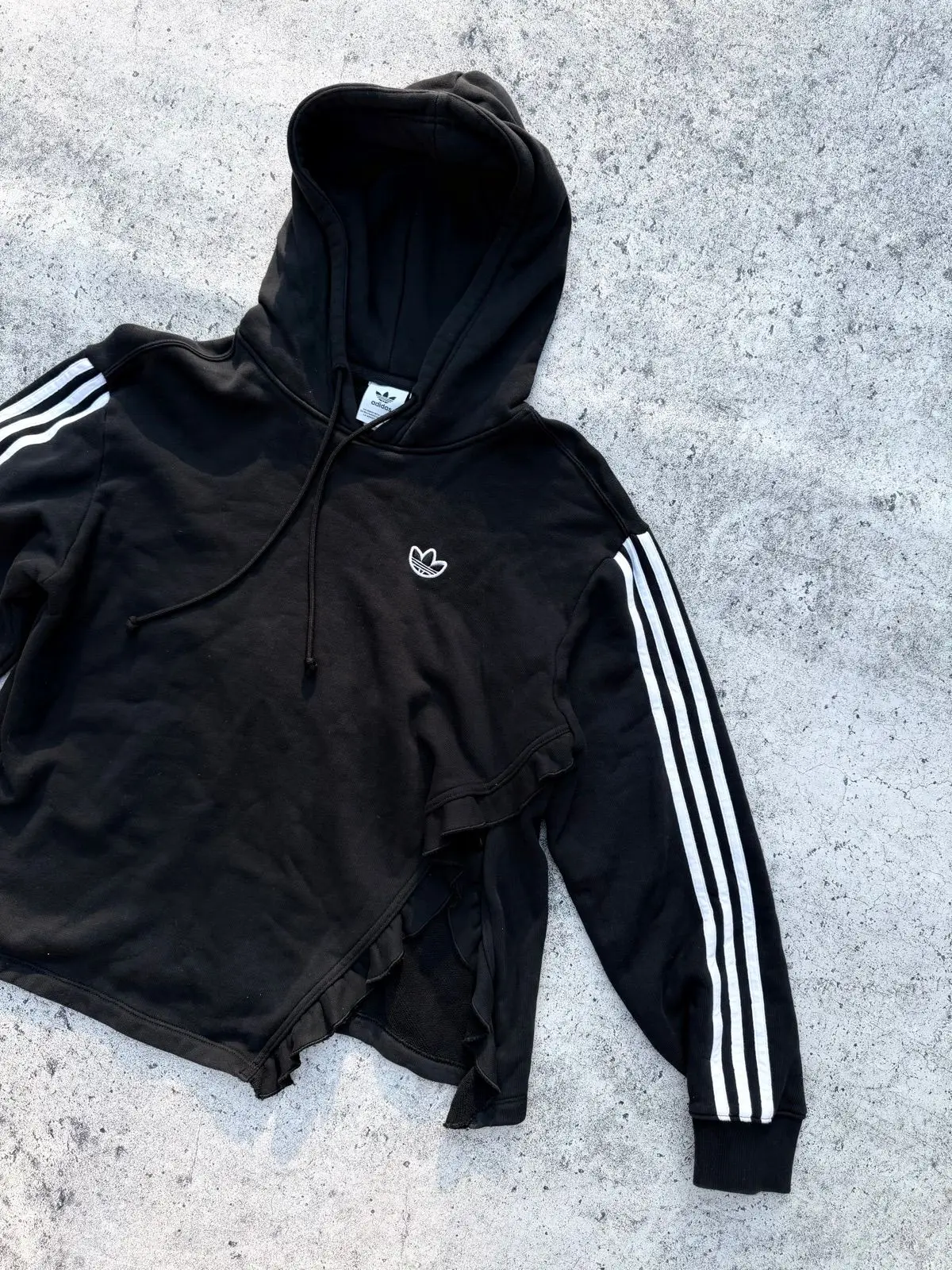 Adidas Black Hoodie with Ruffle Detail Size S
