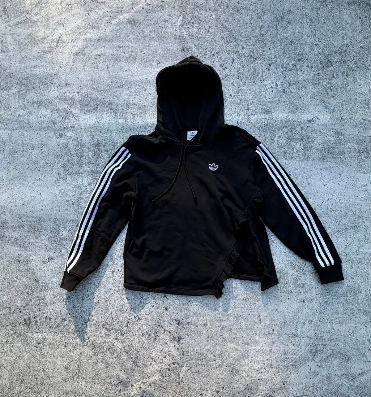 Adidas Black Hoodie with Ruffle Detail Size S