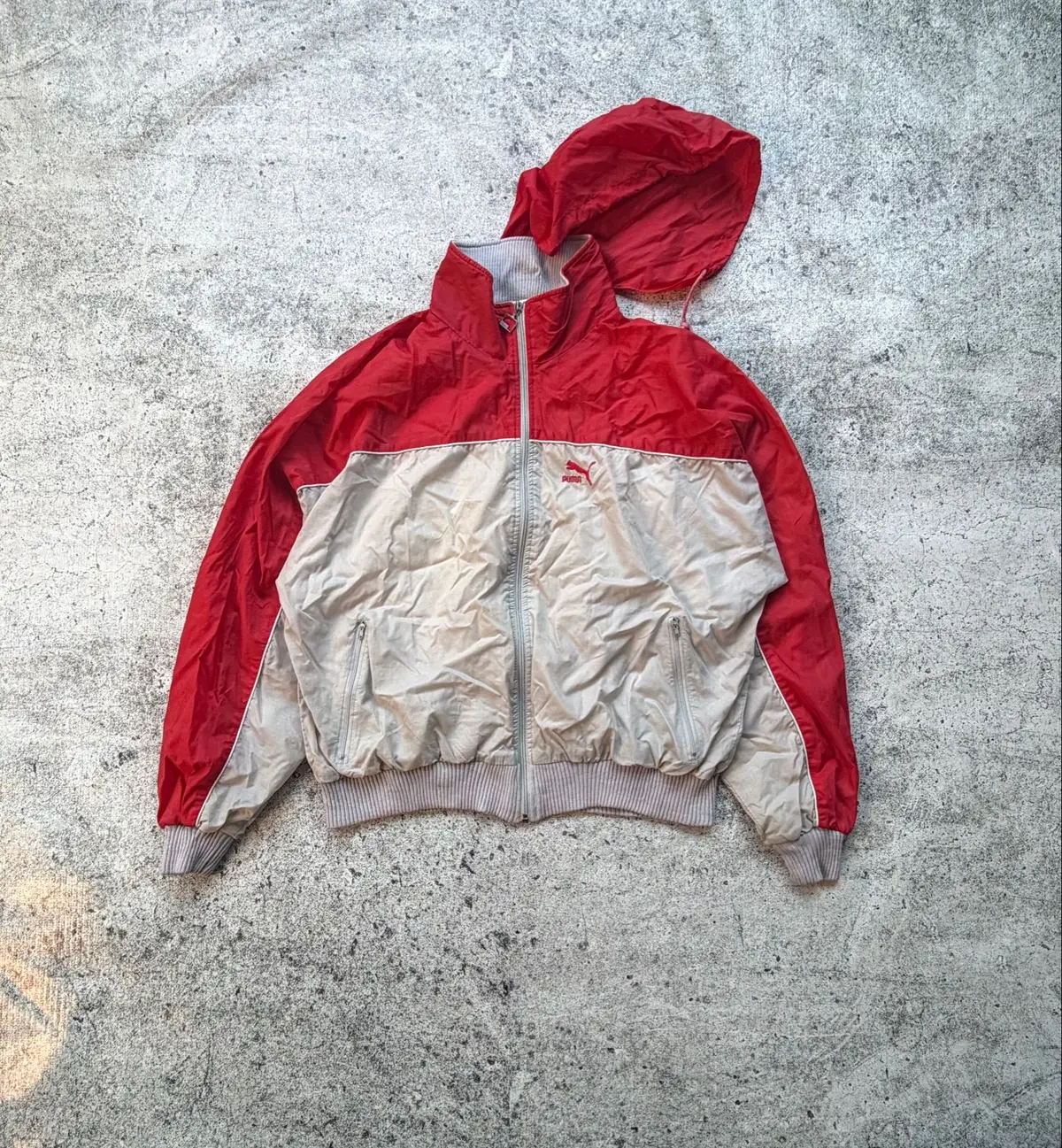 Puma Vintage Red and Grey Windbreaker Jacket
