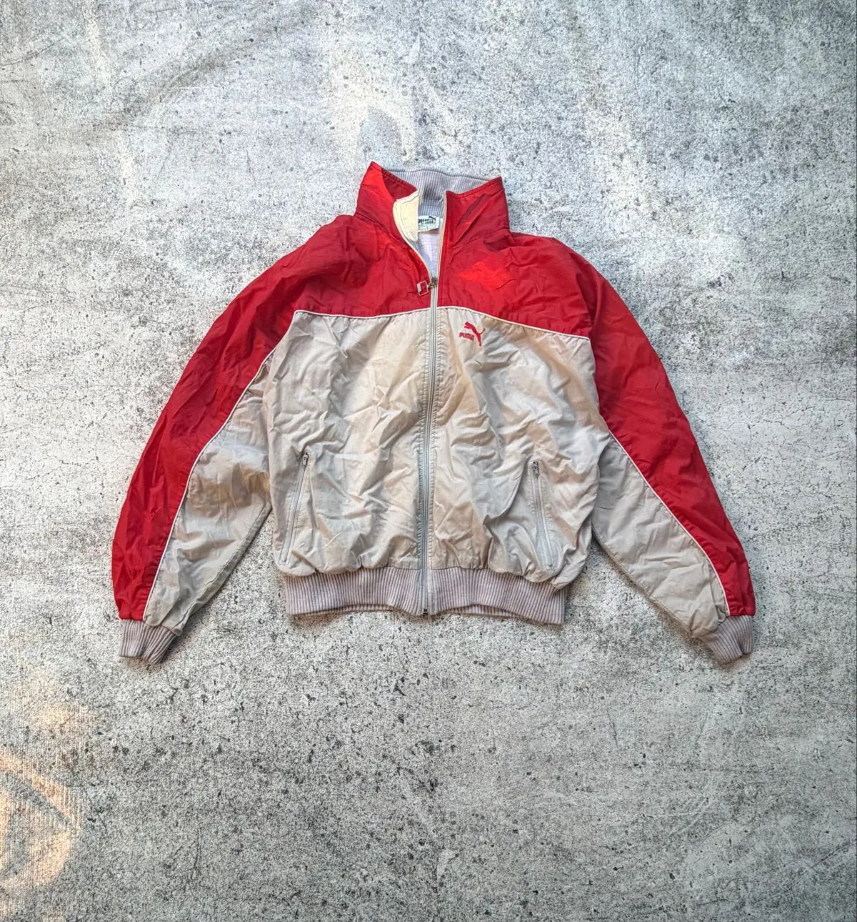 Puma Vintage Red and Grey Windbreaker Jacket