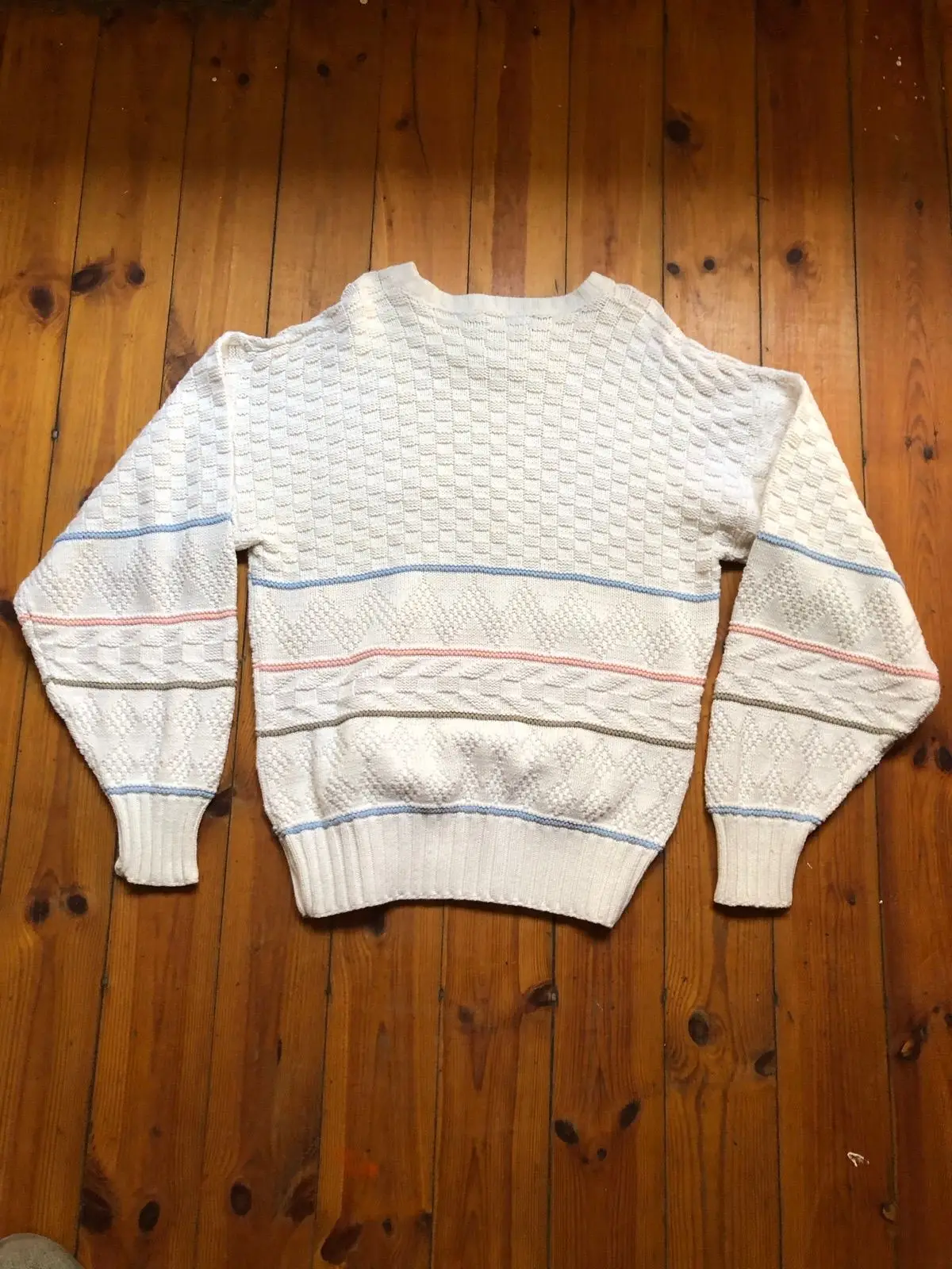 Hunt Club White Patterned Knit Sweater XL