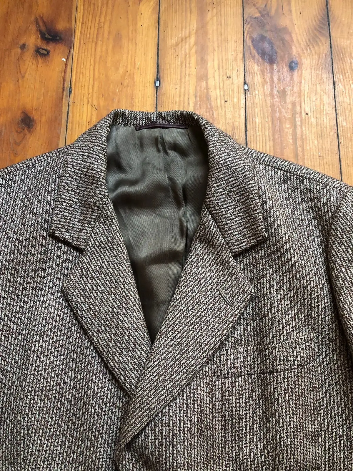 Brown Textured Tweed Blazer