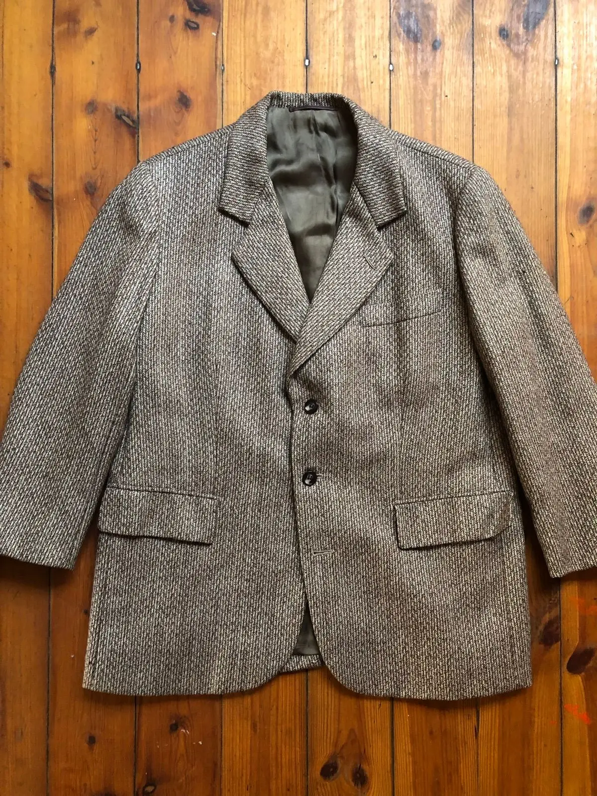 Brown Textured Tweed Blazer