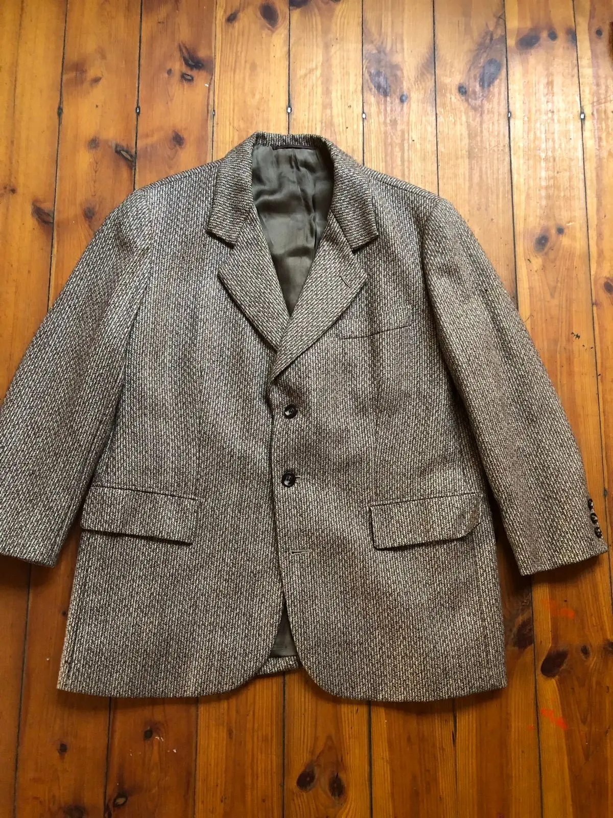 Brown Textured Tweed Blazer