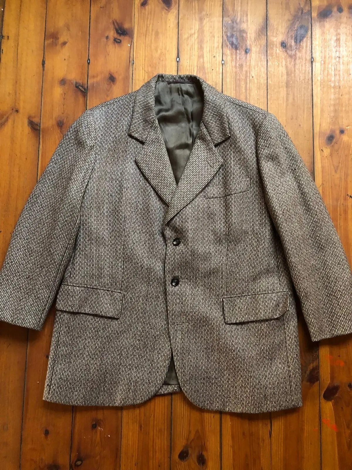 Brown Textured Tweed Blazer