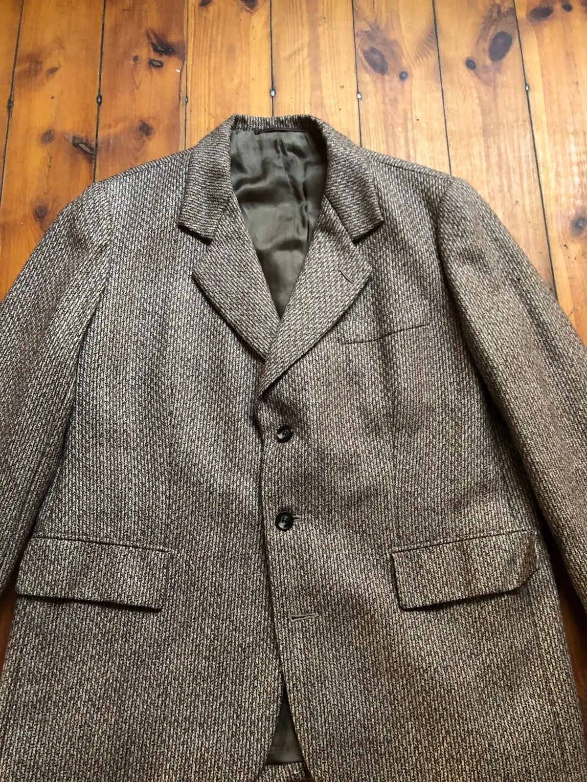 Brown Textured Tweed Blazer