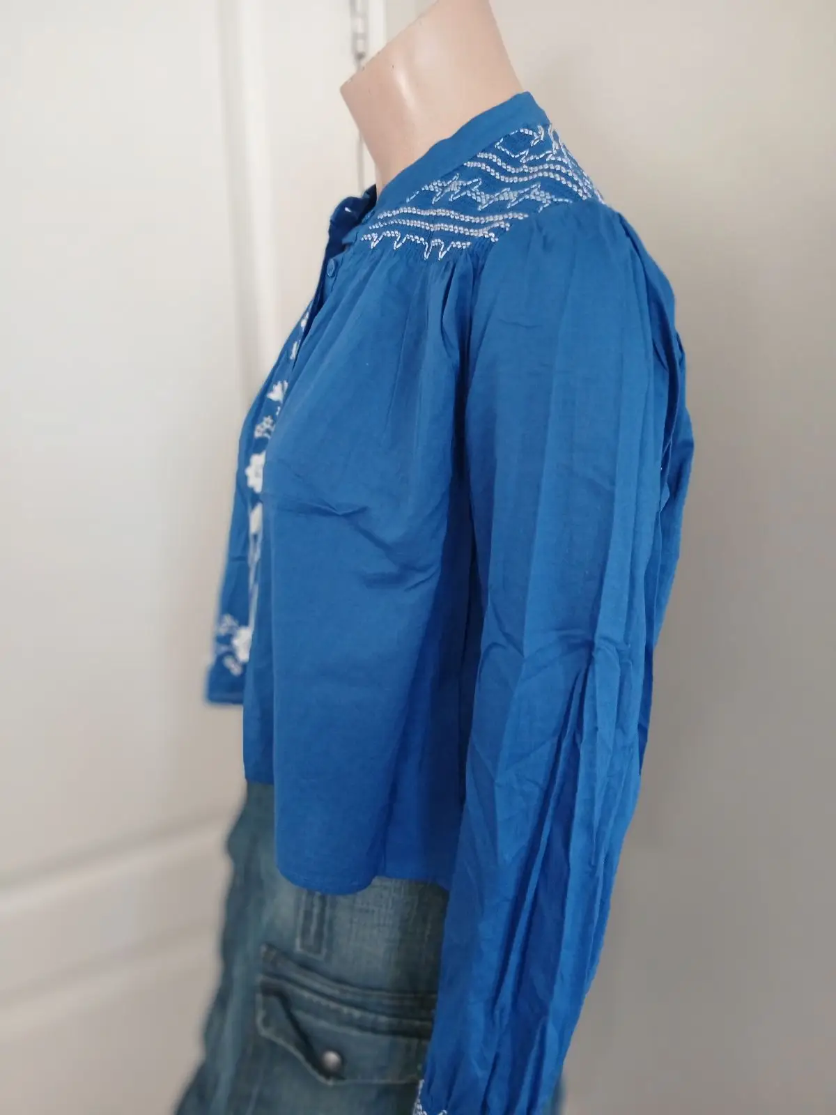 Zara Blue Embroidered Blouse