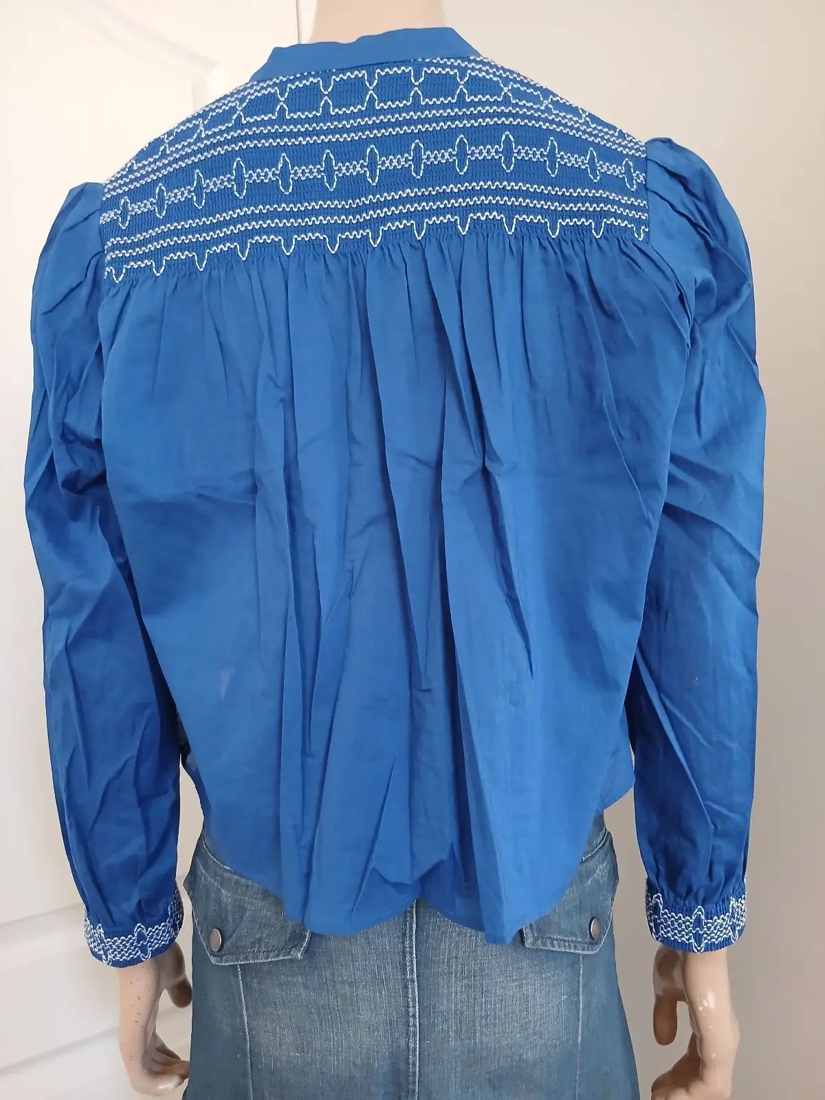 Zara Blue Embroidered Blouse