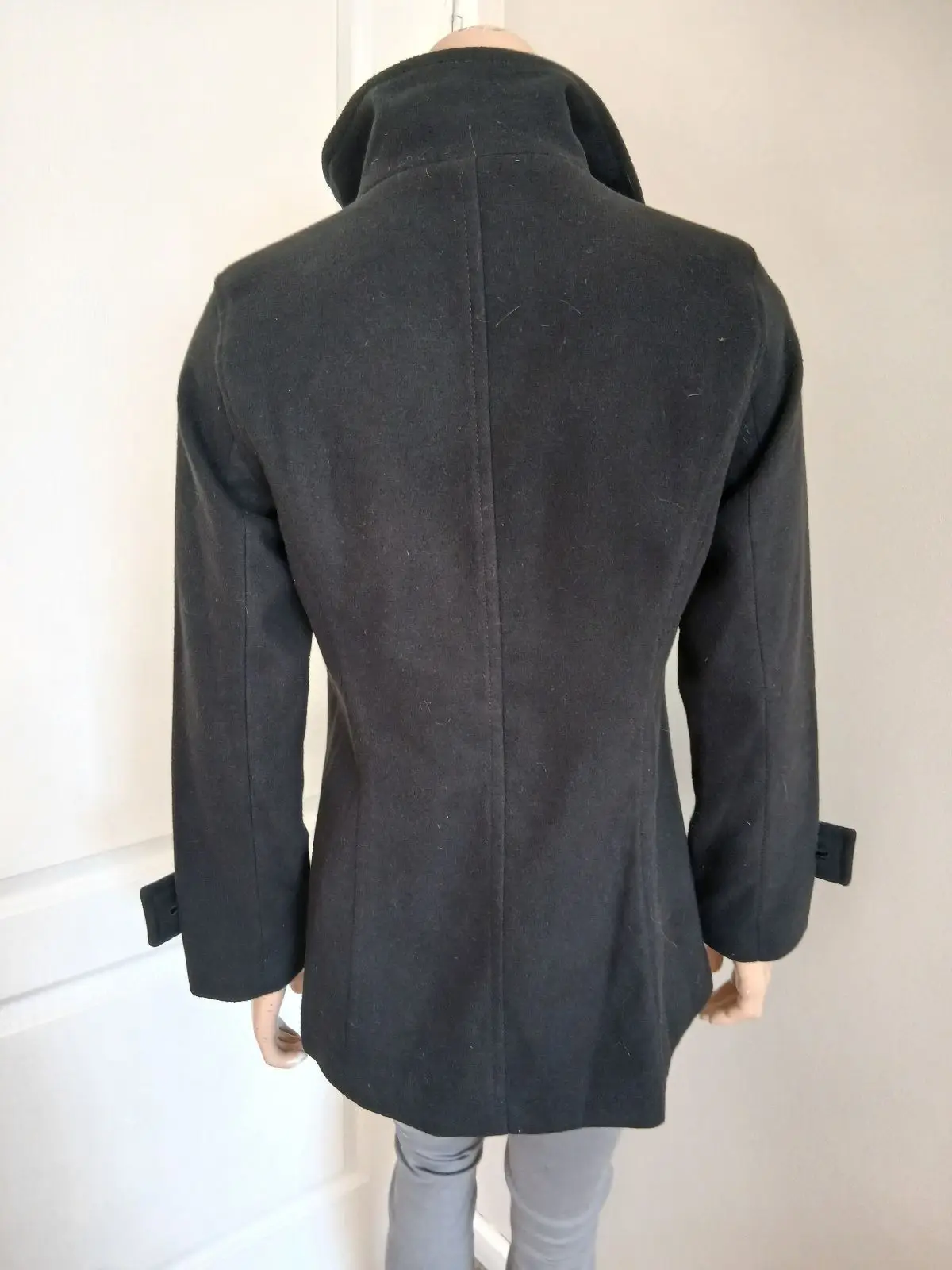 Woolworths Black Double-Breasted Wool Blend Coat