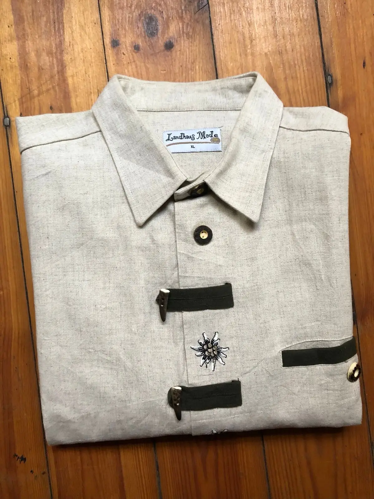 Landhaus Mode Alpine Linen Shirt Beige XL
