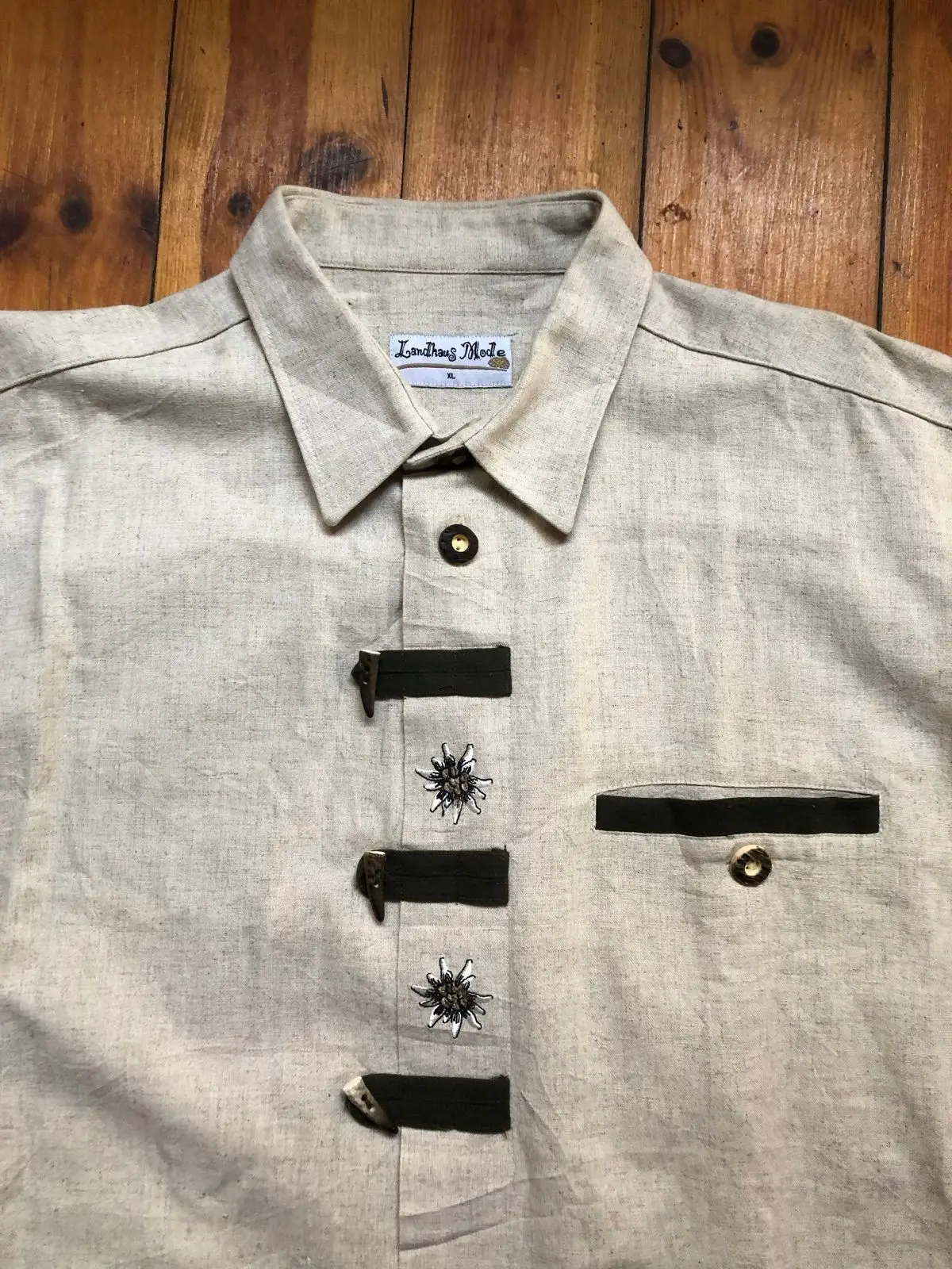 Landhaus Mode Alpine Linen Shirt Beige XL