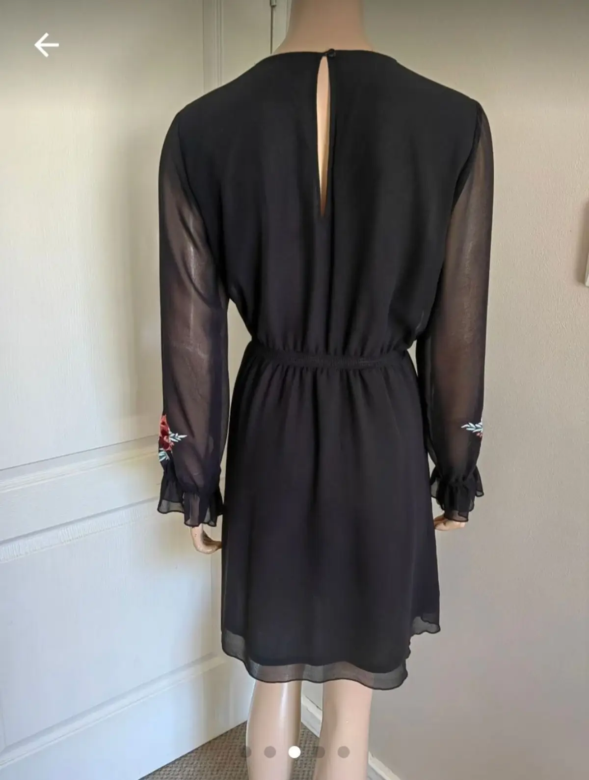 Woolworths Black Floral Embroidered Chiffon Dress
