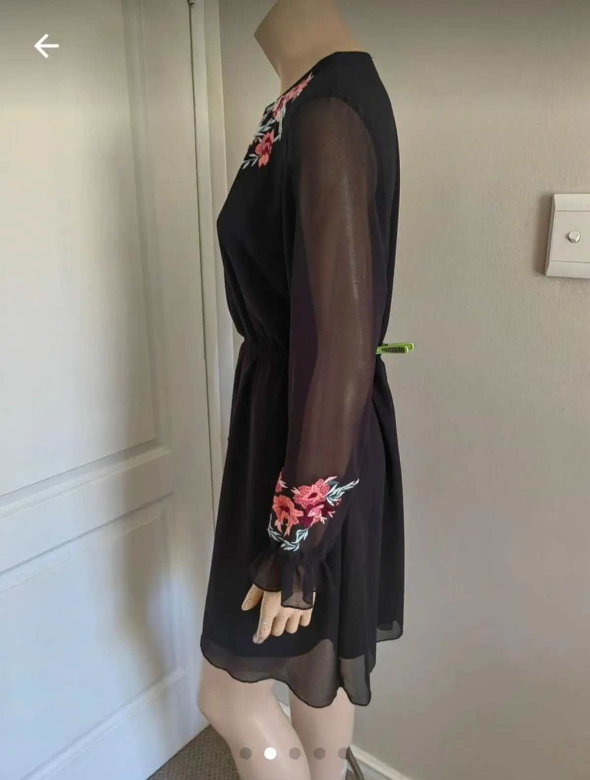 Woolworths Black Floral Embroidered Chiffon Dress