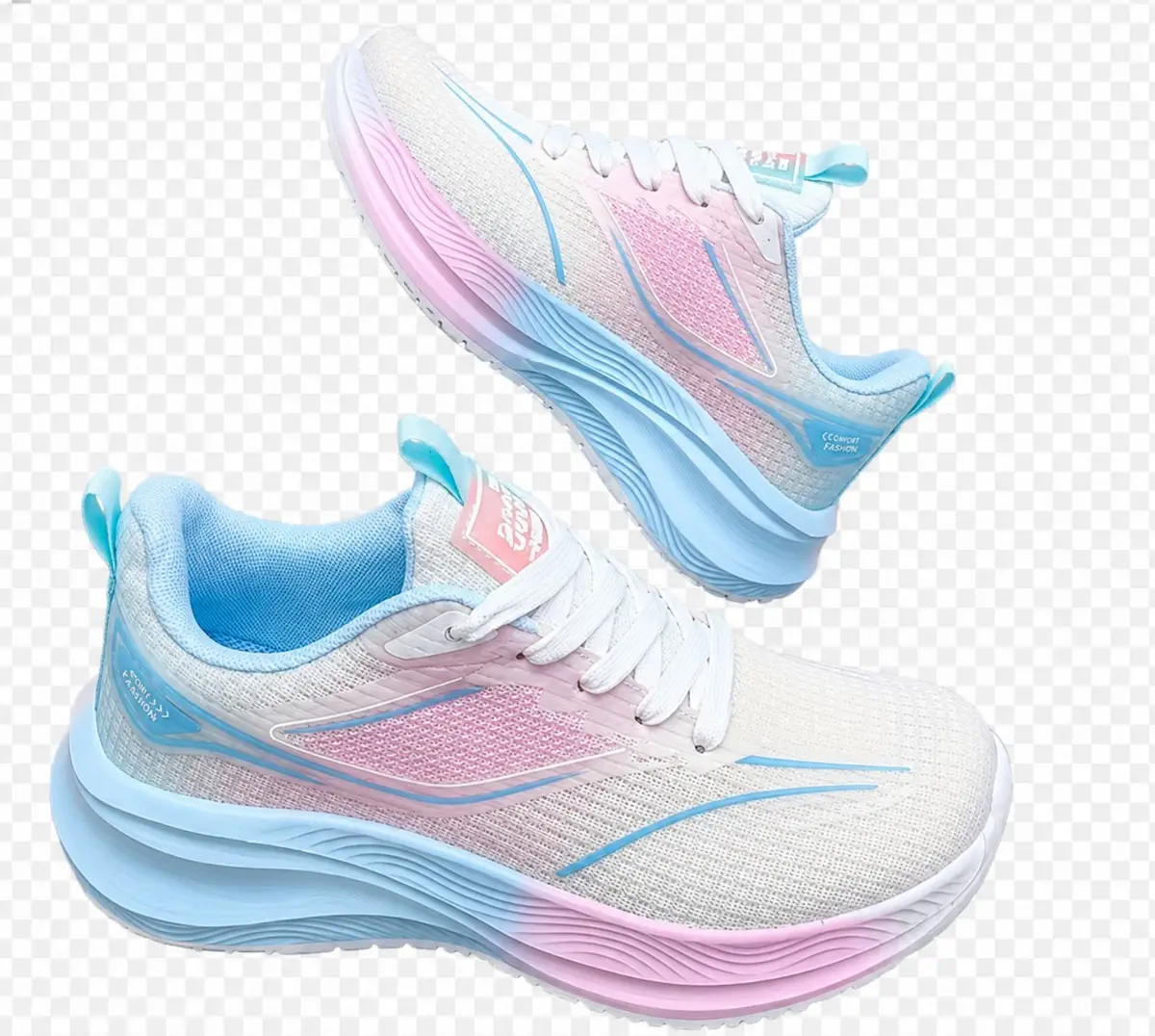 White Pink and Blue Comfort Fashion Sneakers