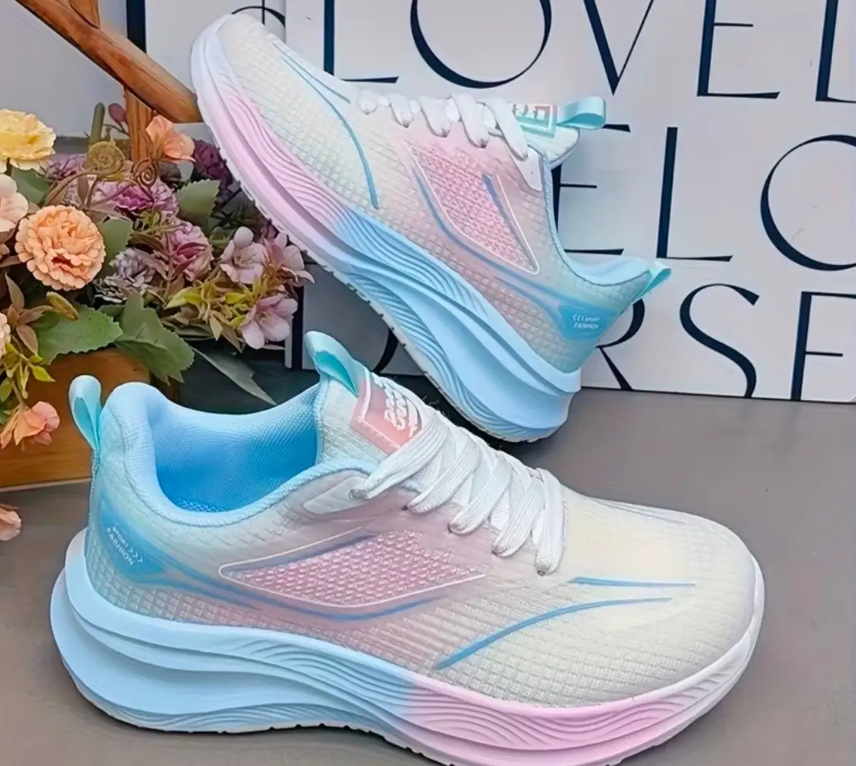 White Pink and Blue Comfort Fashion Sneakers