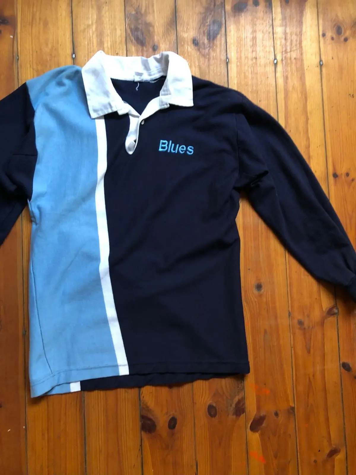 Vintage Blues Long Sleeve Rugby Shirt