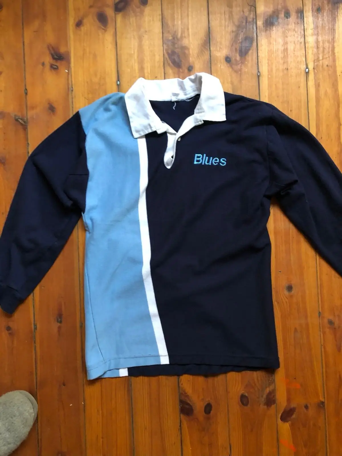 Vintage Blues Long Sleeve Rugby Shirt